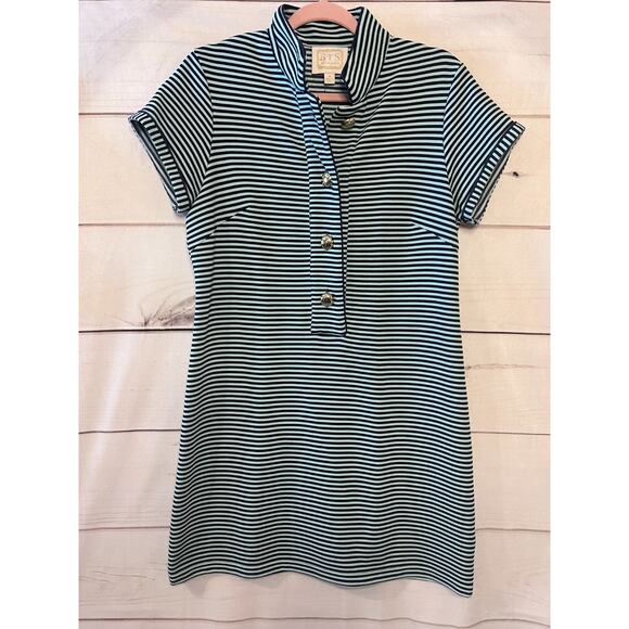 STS Sail To Sable Stripes Short Sleeves Size Med Big Gold Buttons - Picture 1 of 6